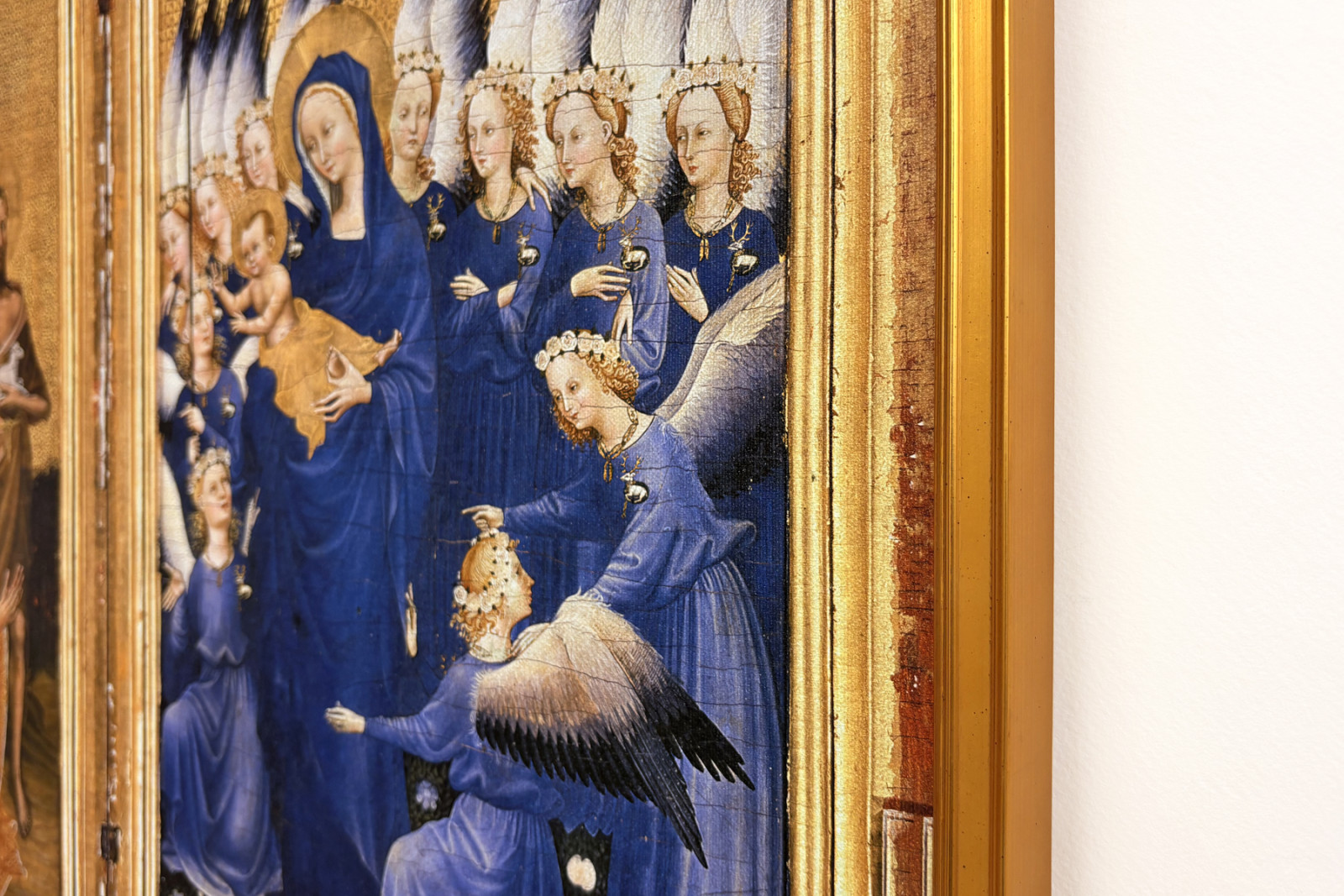 Richard II Presenterad till jungfrun och barnet av hans beskyddare Saint John the Baptist och Saints Edward and Edmund, c.1395-99 (äggtempera på ek) - Master of the Wilton Diptych