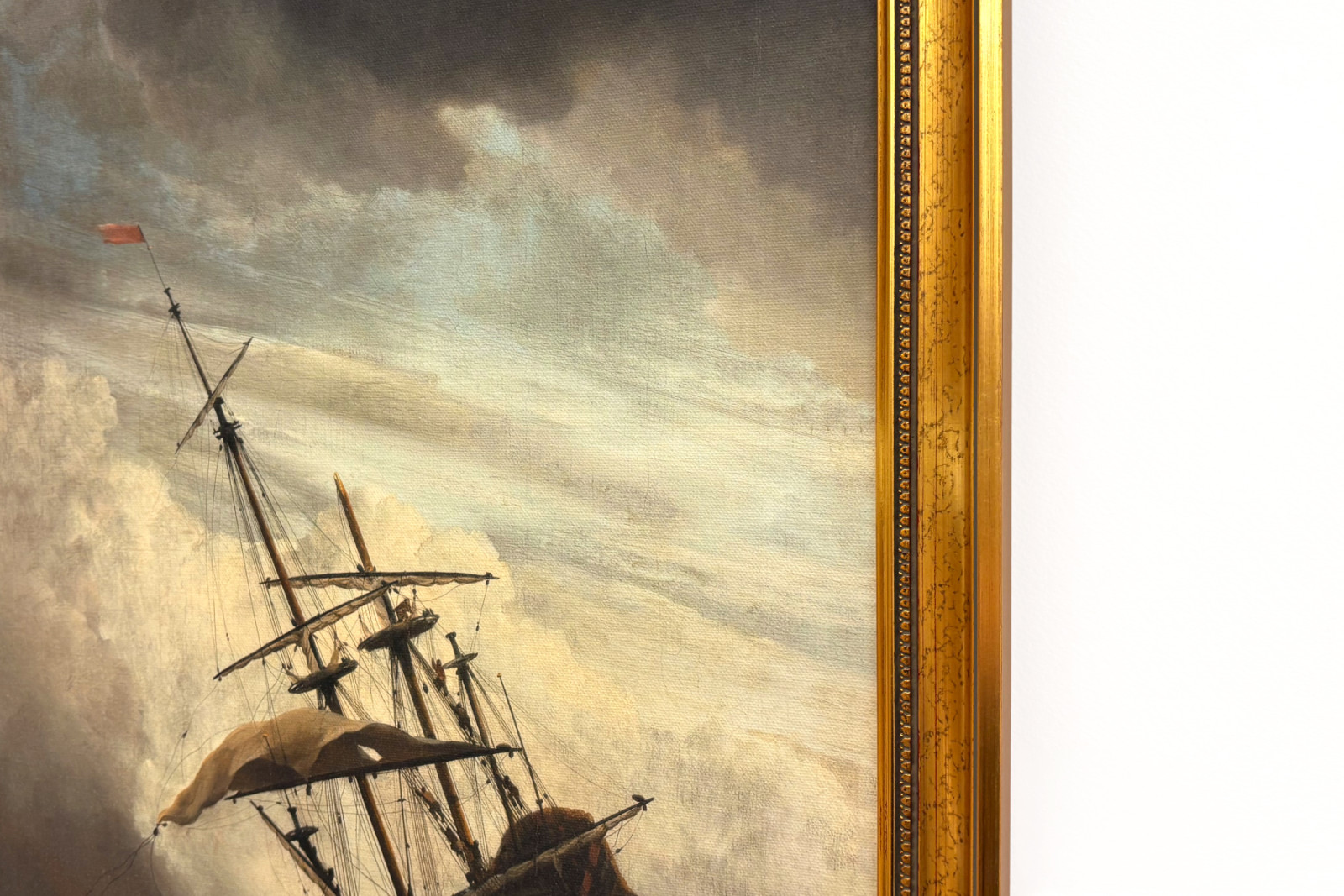 Ett fartyg på öppet hav fångat av en vindby, känt som "Vindstöten" - Willem van de Velde (II)
