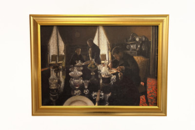 Diner - Middag på rue Miromesnil, familjen Caillebottes hem (olja på duk)