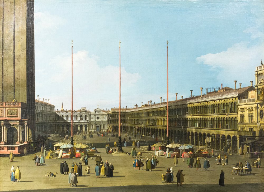 Venedig, utsikt över piazza san Marco med procuratien av (1697-1768) Canaletto