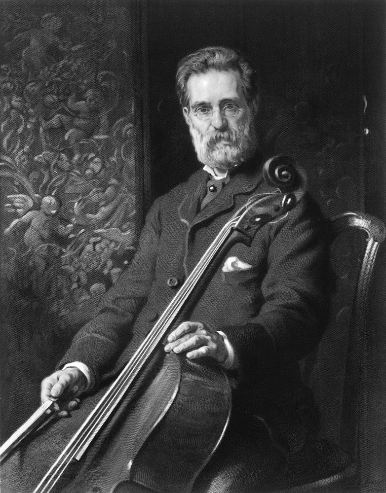 Alfredo Piatti porträtt med cello. av Unknown