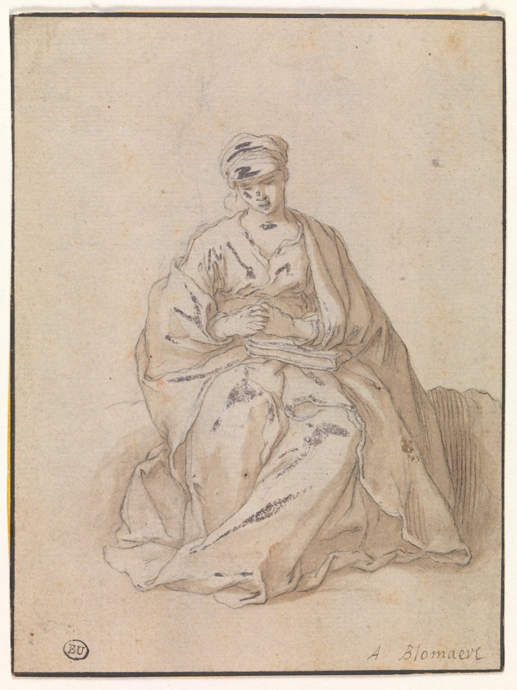 Maria, sitter med en bok av Abraham Bloemaert