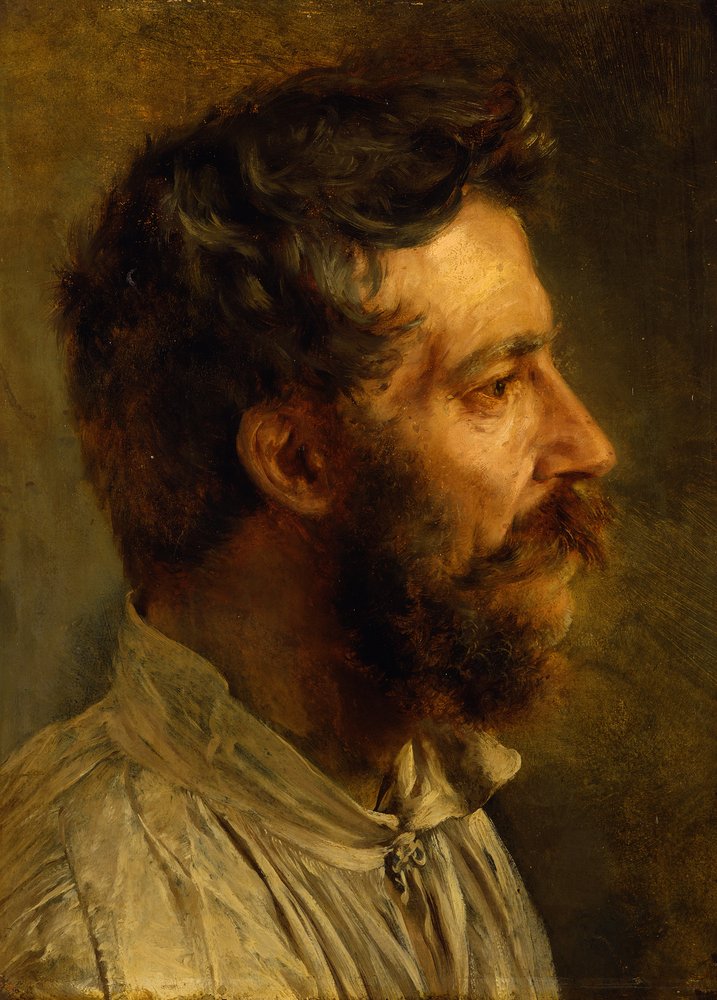 Profilhuvud av en skäggig arbetare av Adolph Menzel