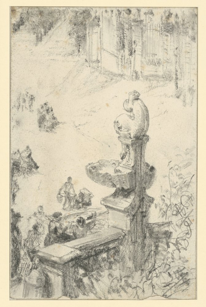 Barockfontän i Dresden () av Adolph Menzel