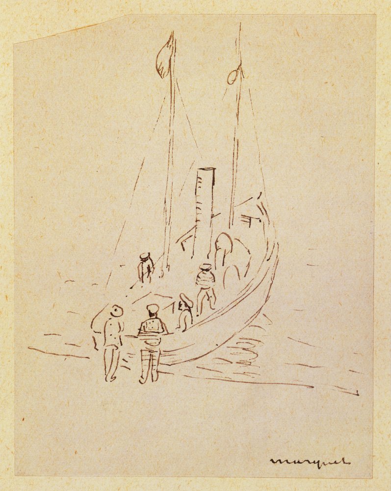 Båt (penna på papper) av Albert Marquet