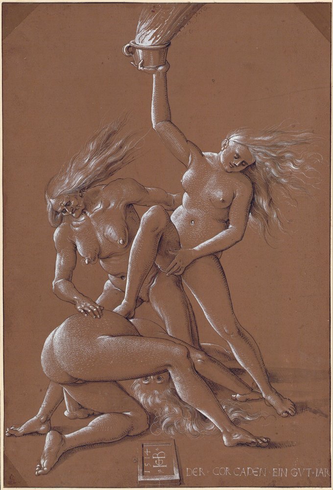 New Years Greeting with Three Witches av Albrecht Dürer