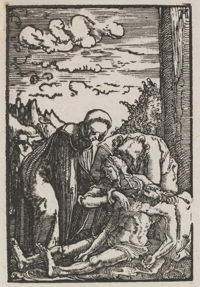 Människans fall och återlösning: klagan under korset av Albrecht Altdorfer