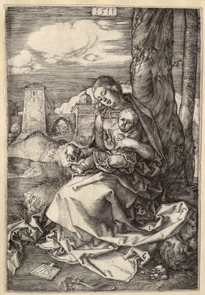 Jungfrun och barnet med päronet av Albrecht Dürer