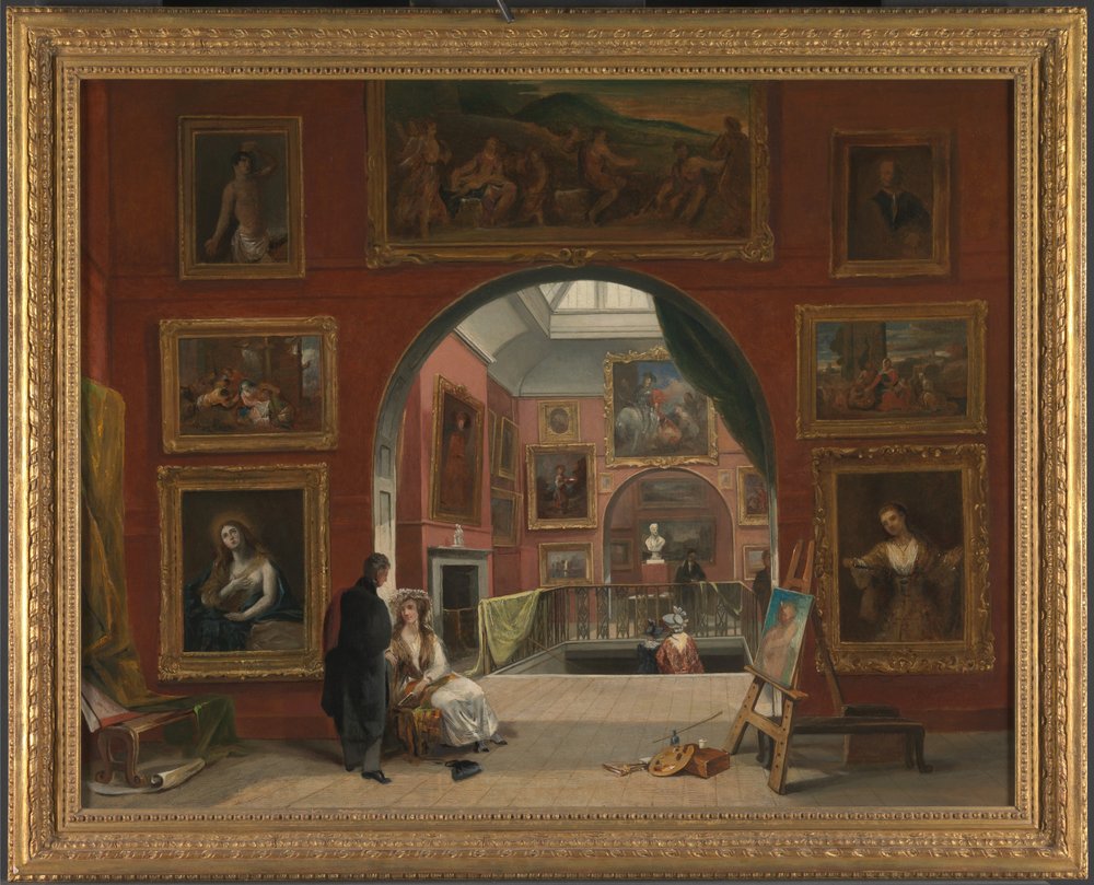 Interiören i British Institution Old Master Exhibition, sommaren 1832 av Alfred Woolmer