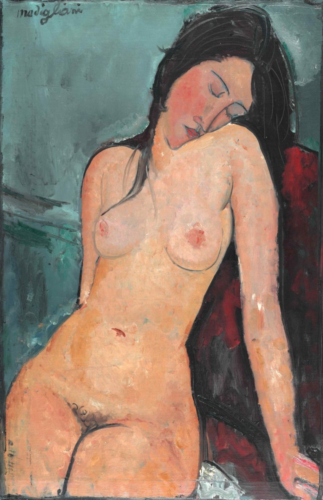 Kvinnlig nakenstudie, ca 1916 av Amedeo Modigliani