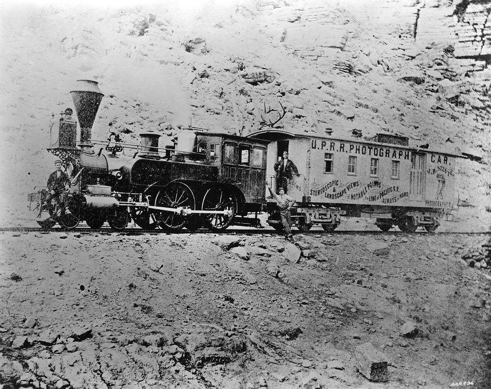 J.B. Silvis U.P.R.R. Fotografera bil nära Point of Rocks, Wyoming, c.1868 av American Photographer