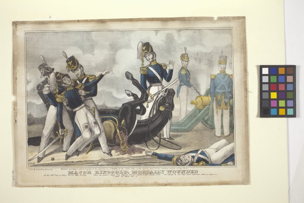 Major Ringgold, dödligt sårad (handfärgad litografi) av American School