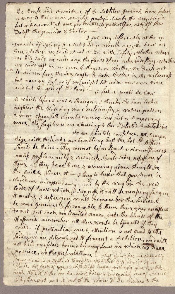 Sida 2, brev från Abigail Adams till John Adams, 31 mars - 5 april 1776 av American School