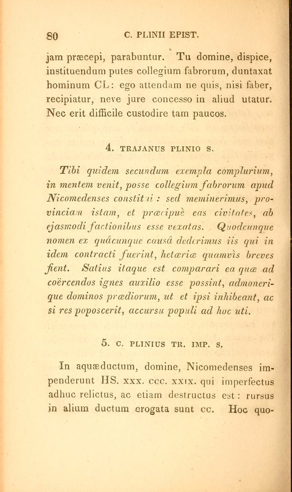 Sida från "Select letters of Plinius the Younger", Bok X, publicerad Boston av American School