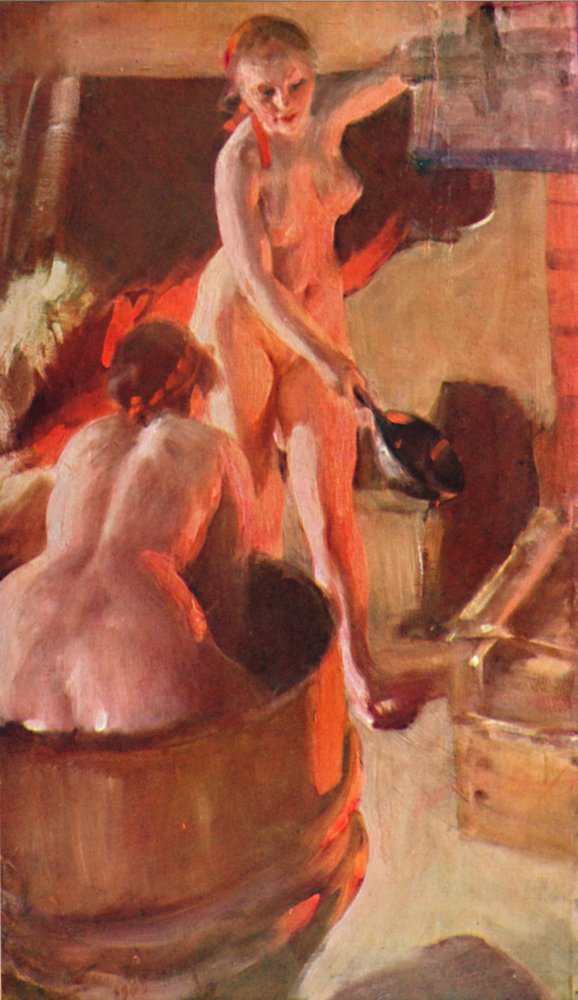 Badande flickor från Dalarna, 1908, 1931 av Anders Leonard Zorn