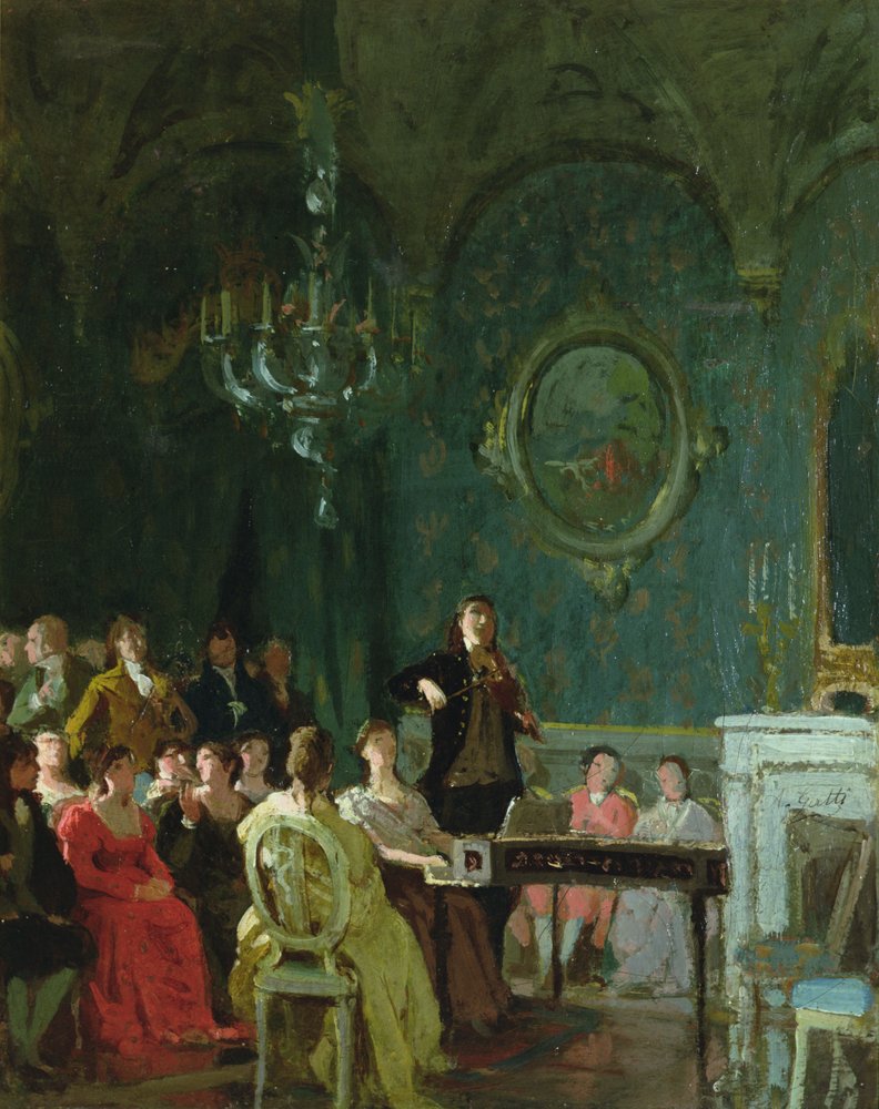 Konsert av Paganini (olja på duk) av Annibale Gatti