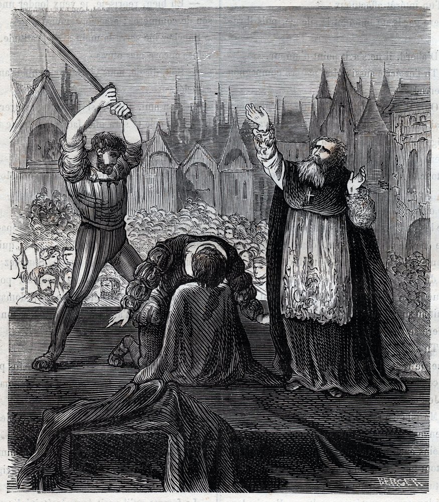 Halshuggning av greve Egmont och Hoorn (1568) i Bryssel under spanskt tyranni i Nederländerna - Fyra tjugoåriga kriget (1568-1648): dekolleringen av Lamoral, greve av Egmont, prins av Gavre (1522-1568), holländsk politiker. Han dömdes i fram av Anonymous Anonymous