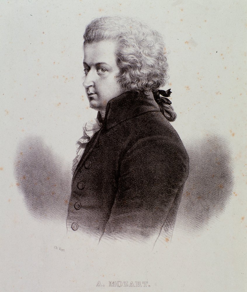 Porträtt av den österrikiska kompositören Wolfgang Amadeus Mozart (1756-1791) Gravyr. 1800-talet. Milanesisk privatsamling av Anonymous Anonymous