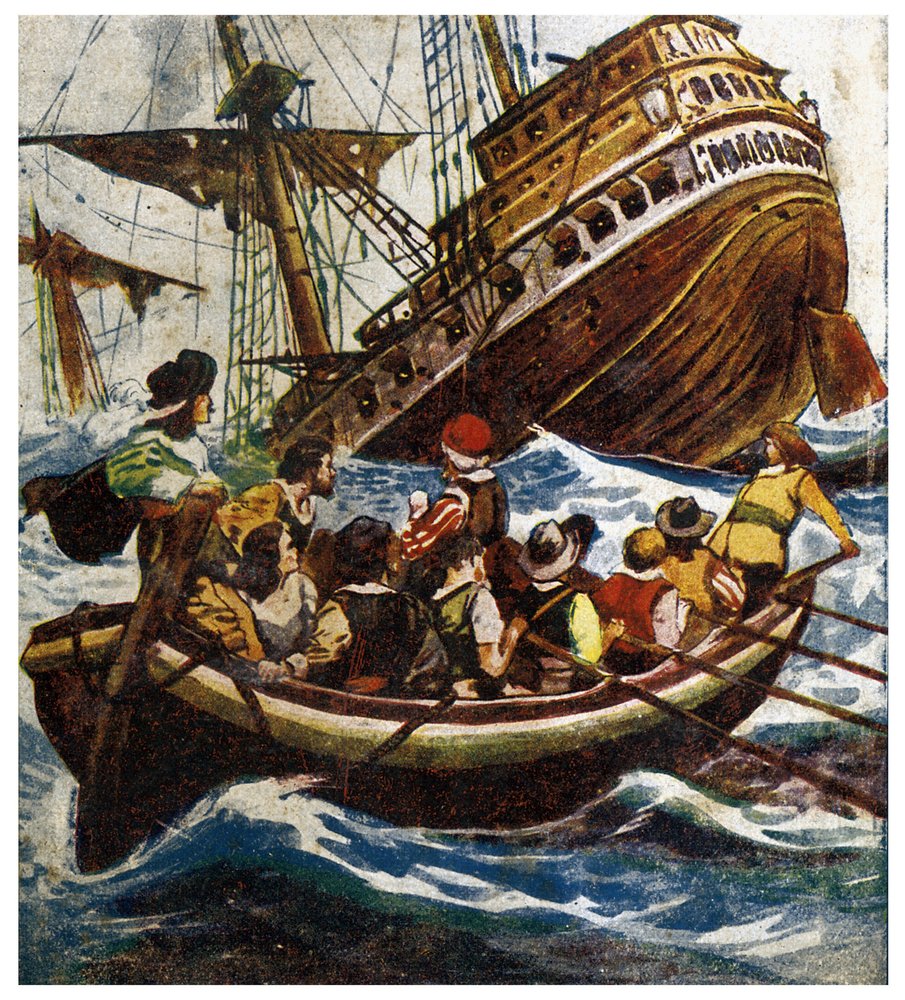 Sjunkande av Petrel Illustration från "" Adventures of Morgan the Pirate"" 1908 av Anonymous Anonymous