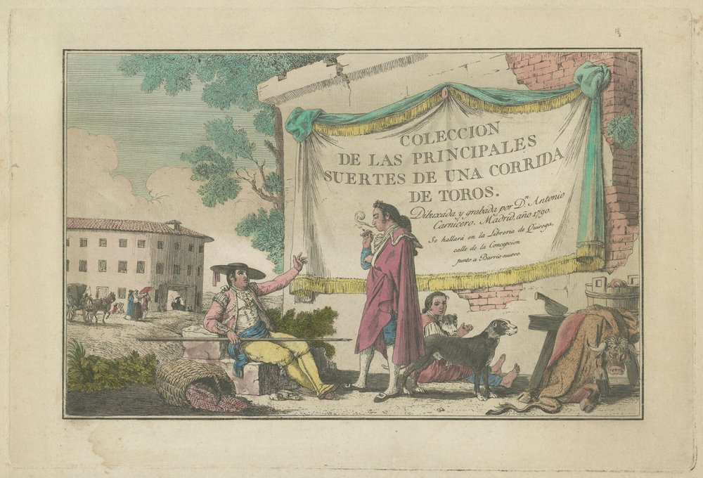 Titelskylt, från serien Collection of the Main Actions in a Bullfight av Antonio Carnicero
