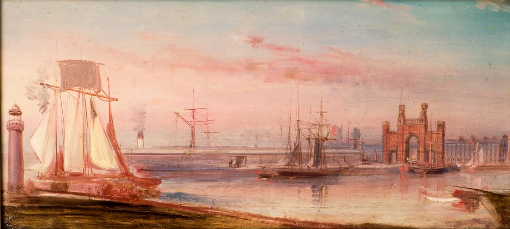 Earl Grey Dock, med skeppet "Sir Jamsetjee Family" av Arthur Lee