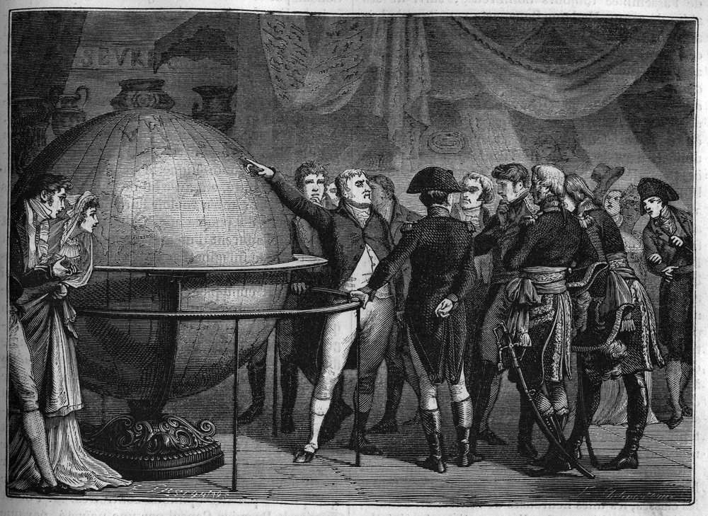 NAPOLEON BONAPARTE, förste konsul, besökte HOLLES of LOUVRE tillsammans med Charles James Fox, brittisk statsman, 1801 av Artist Unknown