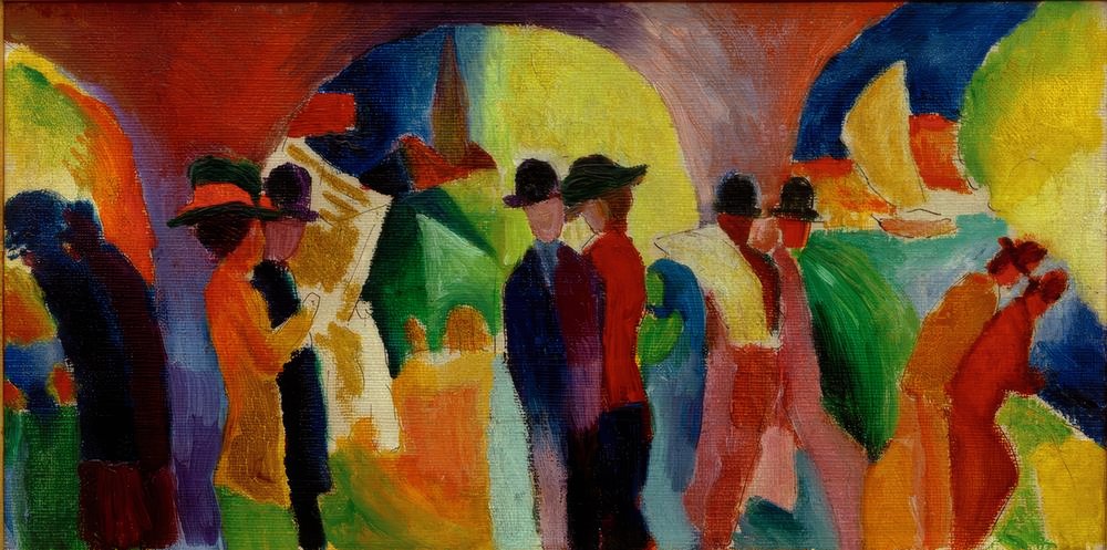 Kolonnad med segelbåt I av August Macke