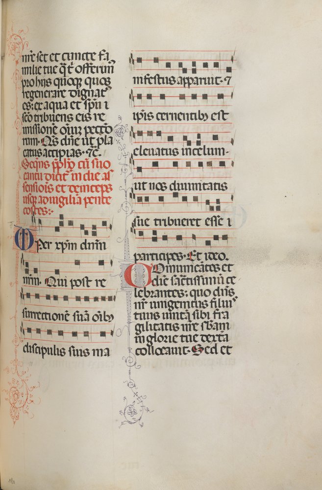 Missale: Fol. 180: Musik till olika vanliga böner, 1469. av Bartolomeo Caporali