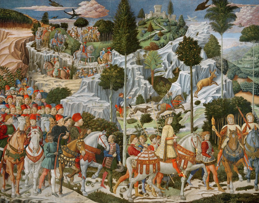 De vises resa till Betlehem, kapellets högra vägg, ca 1460 av Benozzo di Lese di Sandro Gozzoli