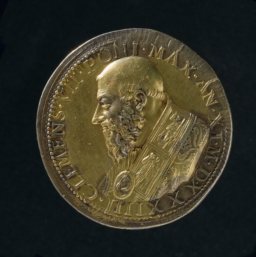 Porträttmedalj av Clemens VII (1523-34) 1533 (brons) (för rekto se 108639) av Benvenuto Cellini