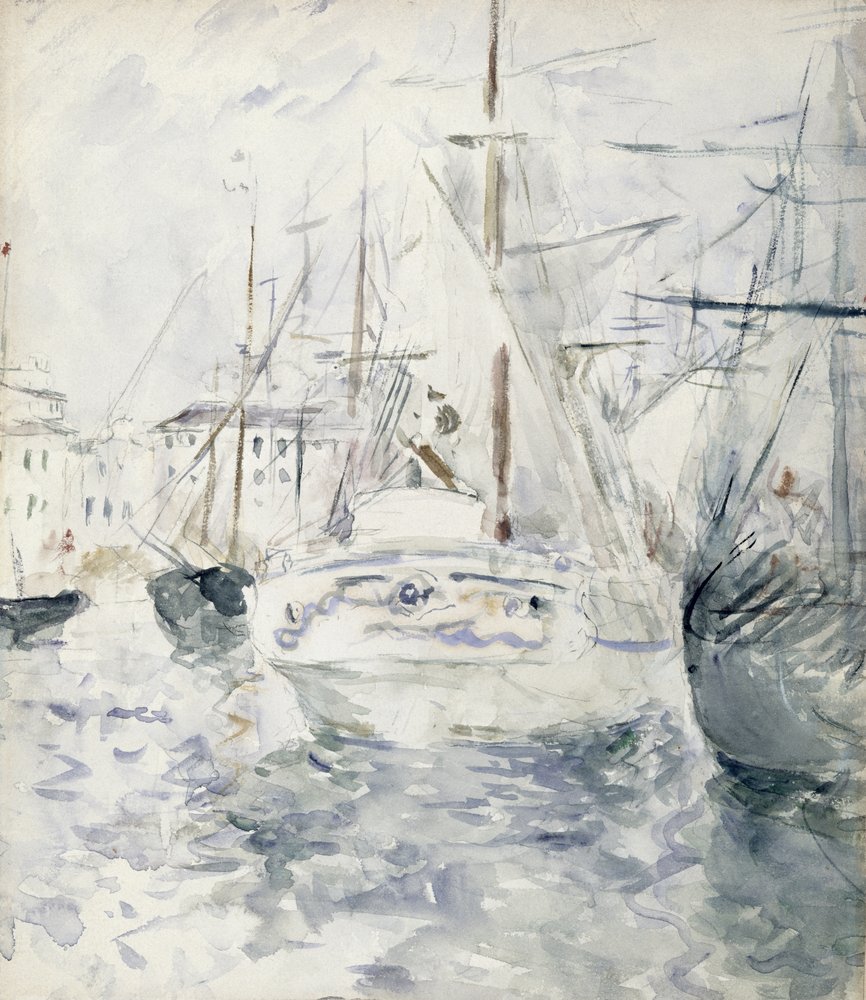 White Boat in the Port, Nice, 1881 (wc på papper) av Berthe Morisot