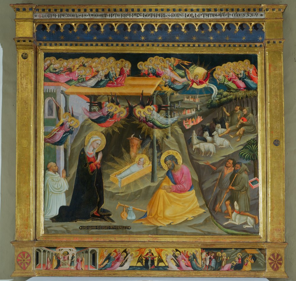 Nativity (tempera på trä) av Bicci di Lorenzo