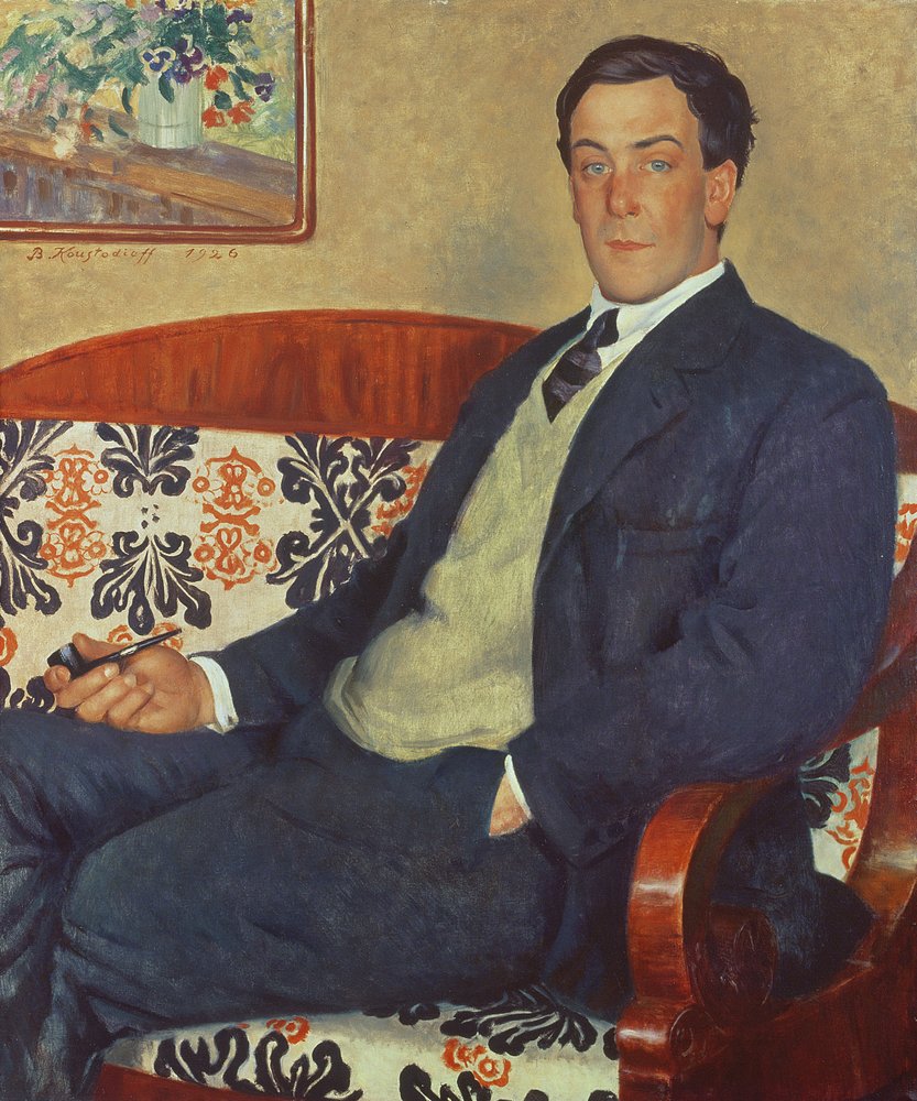 Porträtt av Pjotr Kapitsa (1894-1984), 1926 av Boris Mikhailovich Kustodiev