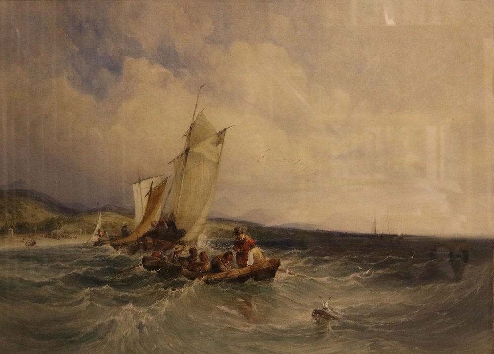 Wicklow Bay, ca 1840 (akvarell på papper) av Charles Bentley