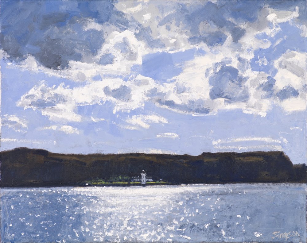 Lighthouse, 2017 (olja på duk) av Charles Simpson
