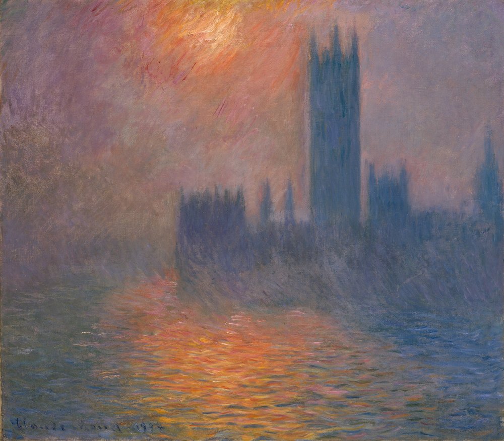 Parlamentsbyggnaderna. Solnedgång, 1900-1901. av Claude Monet