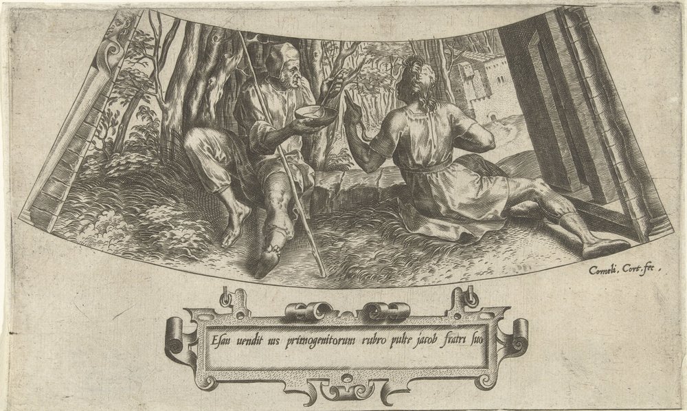 Esau säljer sin förstfödslorätt Jakobs och Esaus historia (serietitel) av Cornelis Cort