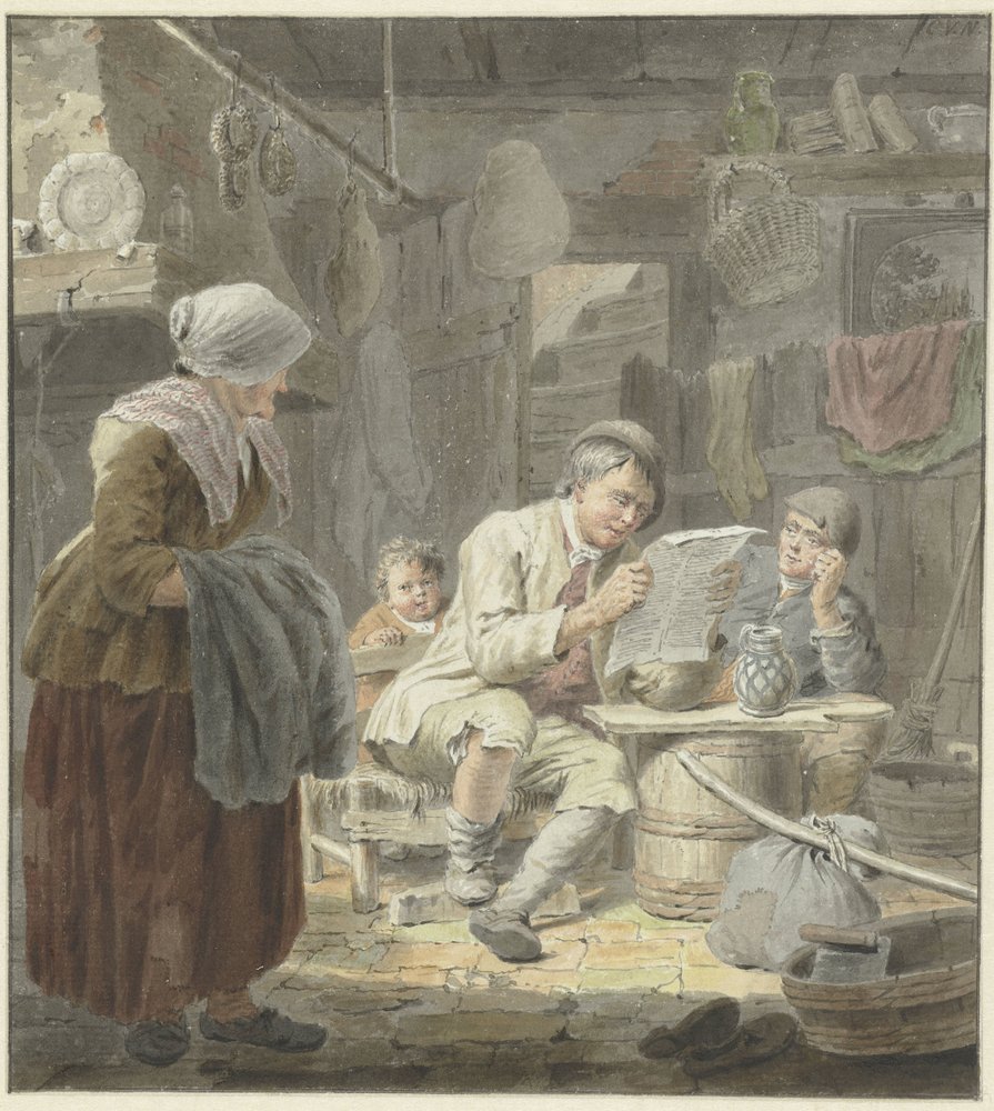 Tidningsläsaren av Cornelis van Noorde