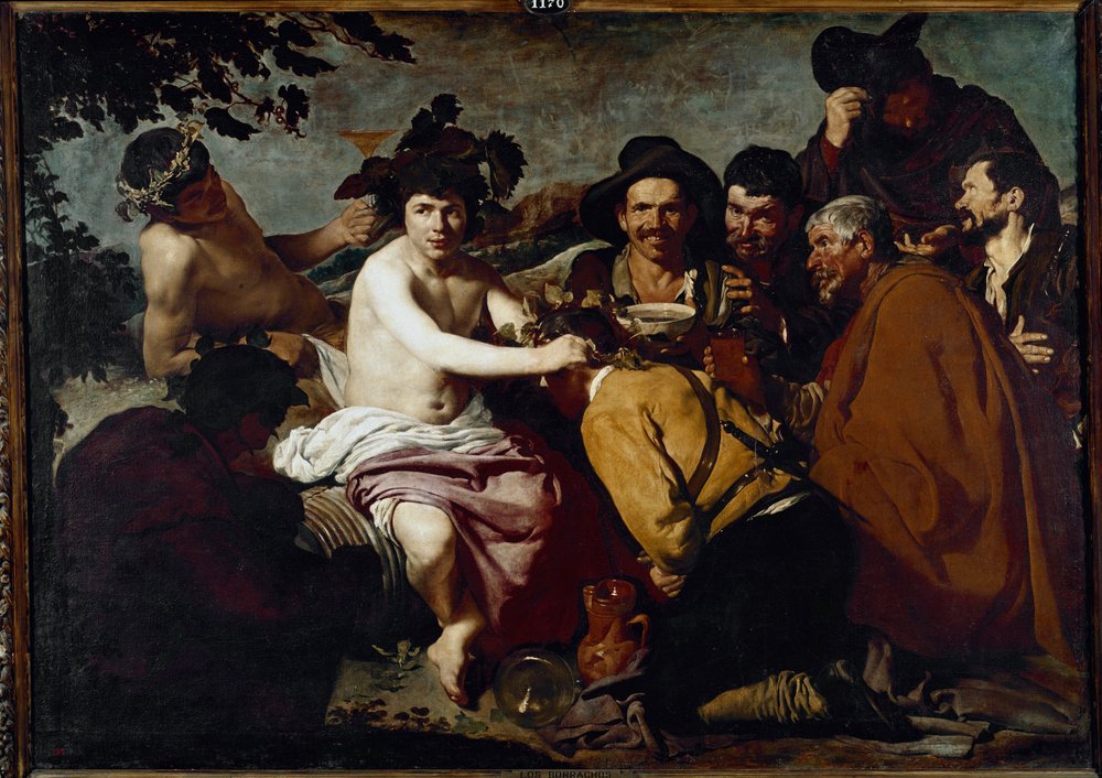 Bacchus triumf eller drunkarna (olja på duk av Diego Velázquez