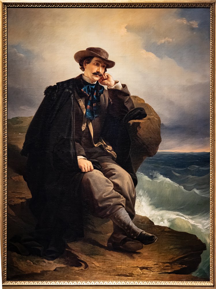 Porträtt av poeten Aleardo Aleardi, ca 1850 (oljemålning på duk) av Domenico Induno