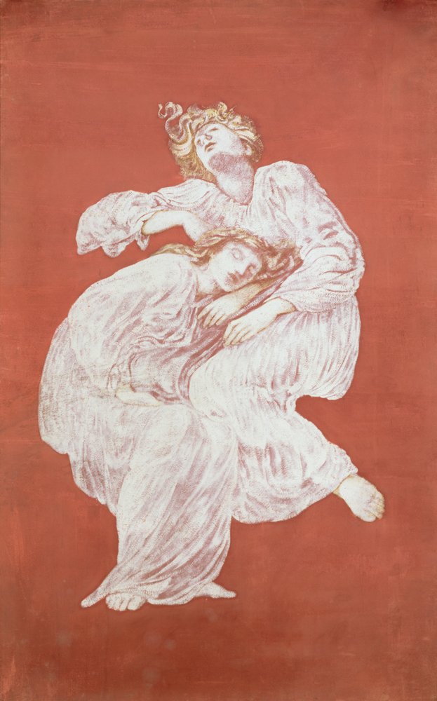 Sleeping Maidens (kroppsfärg på papper) av Edward Burne-Jones