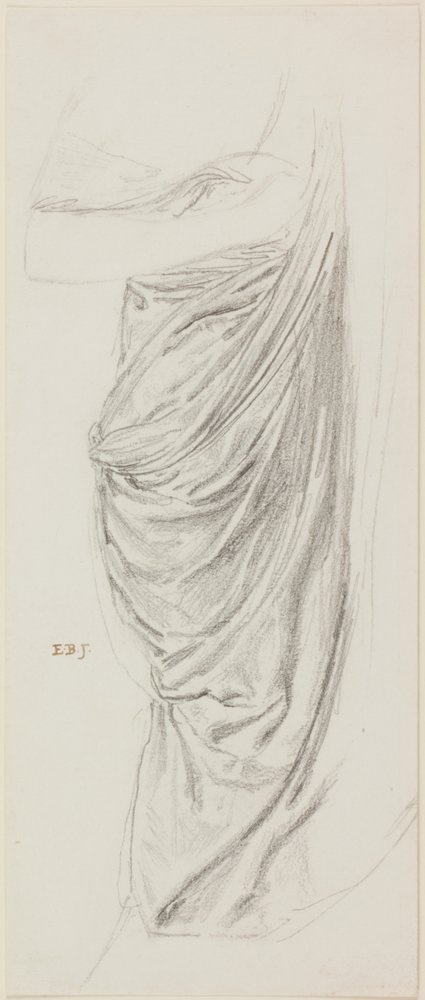 Studie av draperi för Theseus och Ariadne (bläck och penna på papper) av Edward Burne-Jones