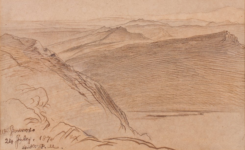 Monte Generoso, 1878 (penna och bläck och wc på papper) av Edward Lear