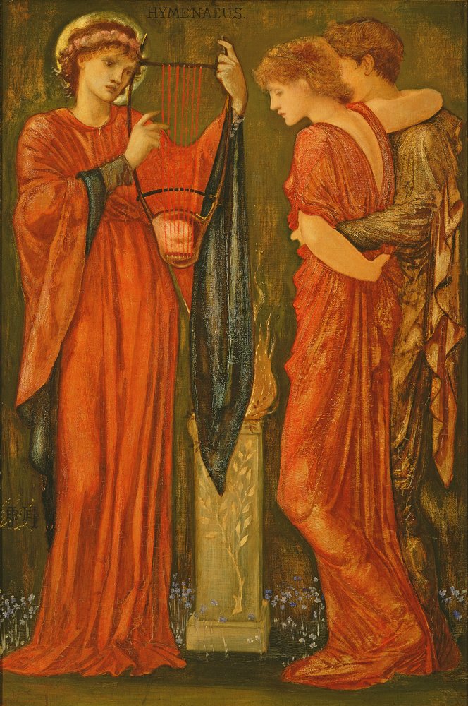 Hymenaeus (olja & bladguld på panel) av Edward Coley Burne-Jones