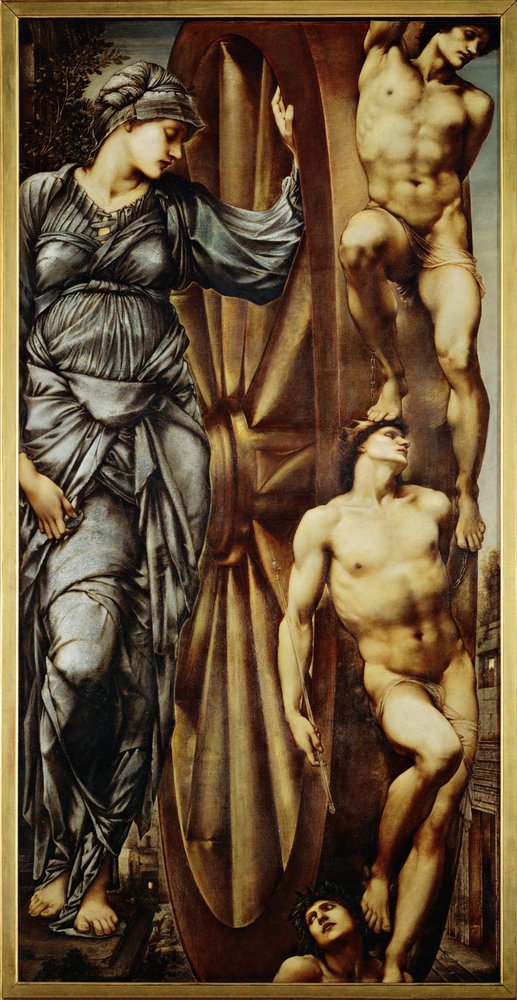 La Roue de la Fortune - lyckohjulet ... (målning på duk) av Edward Coley Burne-Jones