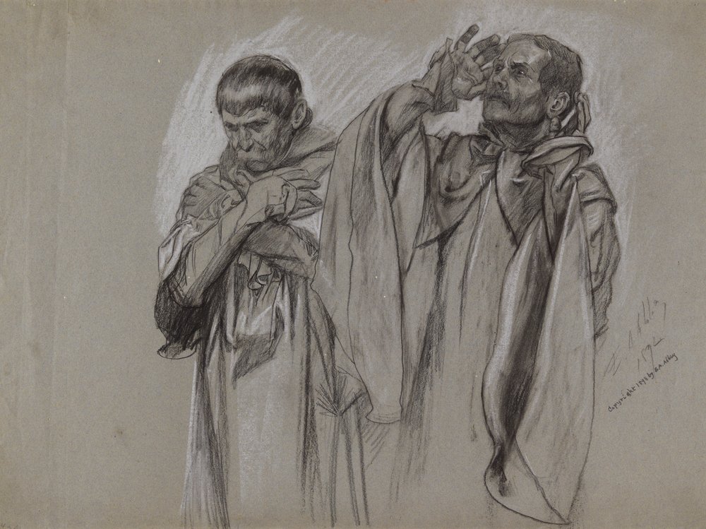 Figurstudie för av Edwin Austin Abbey