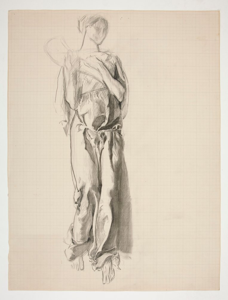 Studera för figur av överflöd i väggmålningen, Science Revealing the Treasures of the Earth, vid State Capitol-byggnaden i Harrisburg, Pennsylvania av Edwin Austin Abbey