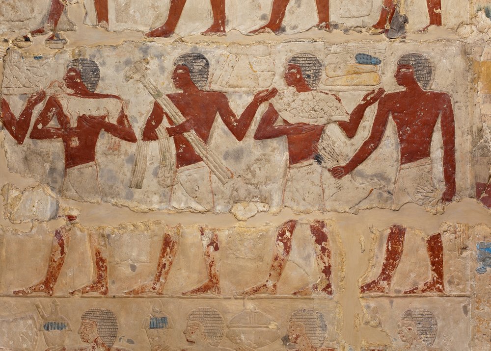 Mastaba Tomb of Perneb (c.2381–2323 f.Kr.) (kalksten och färg) av Egyptian 5th Dynasty