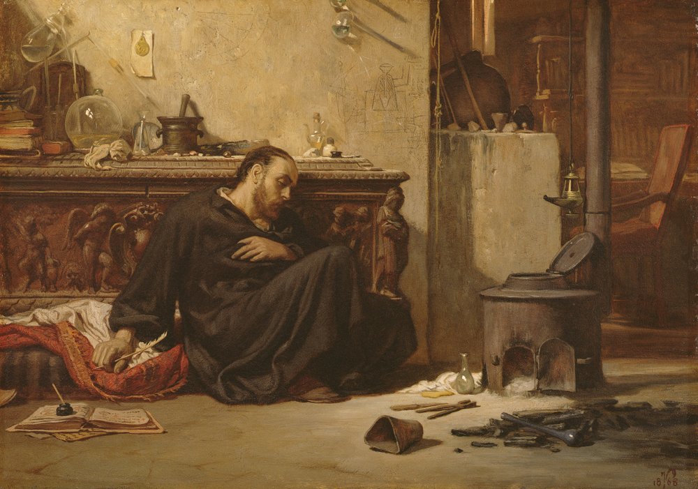 Den döde alkemisten, ca 1868 av Elihu Vedder
