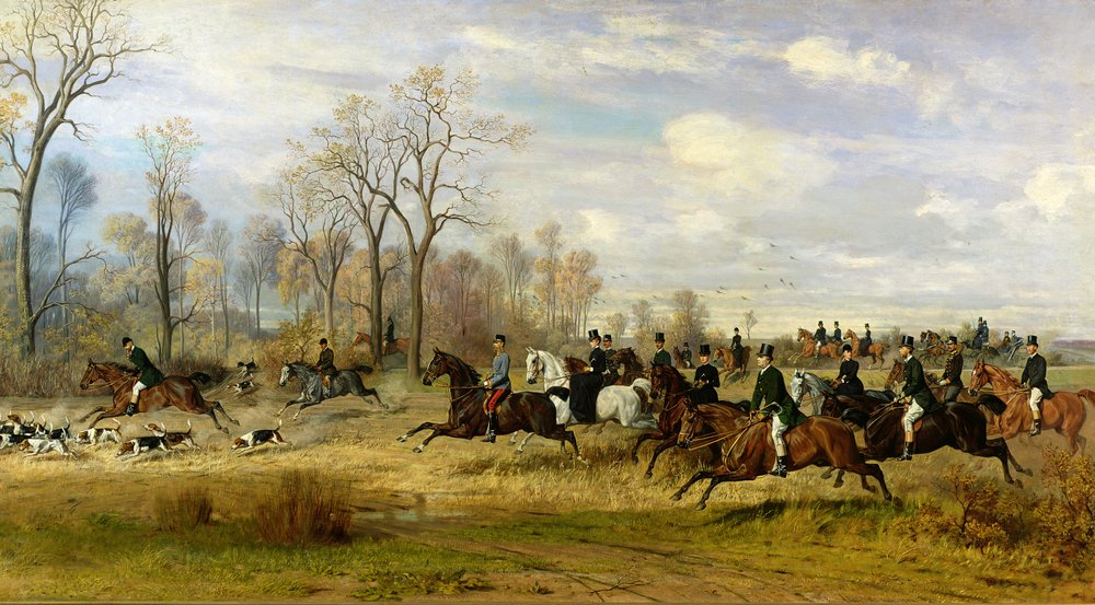 Kejsar Frans Josef I av Österrike på hundjakt med grevinnan Larisch i Schlesien, 1882 av Emil Adam